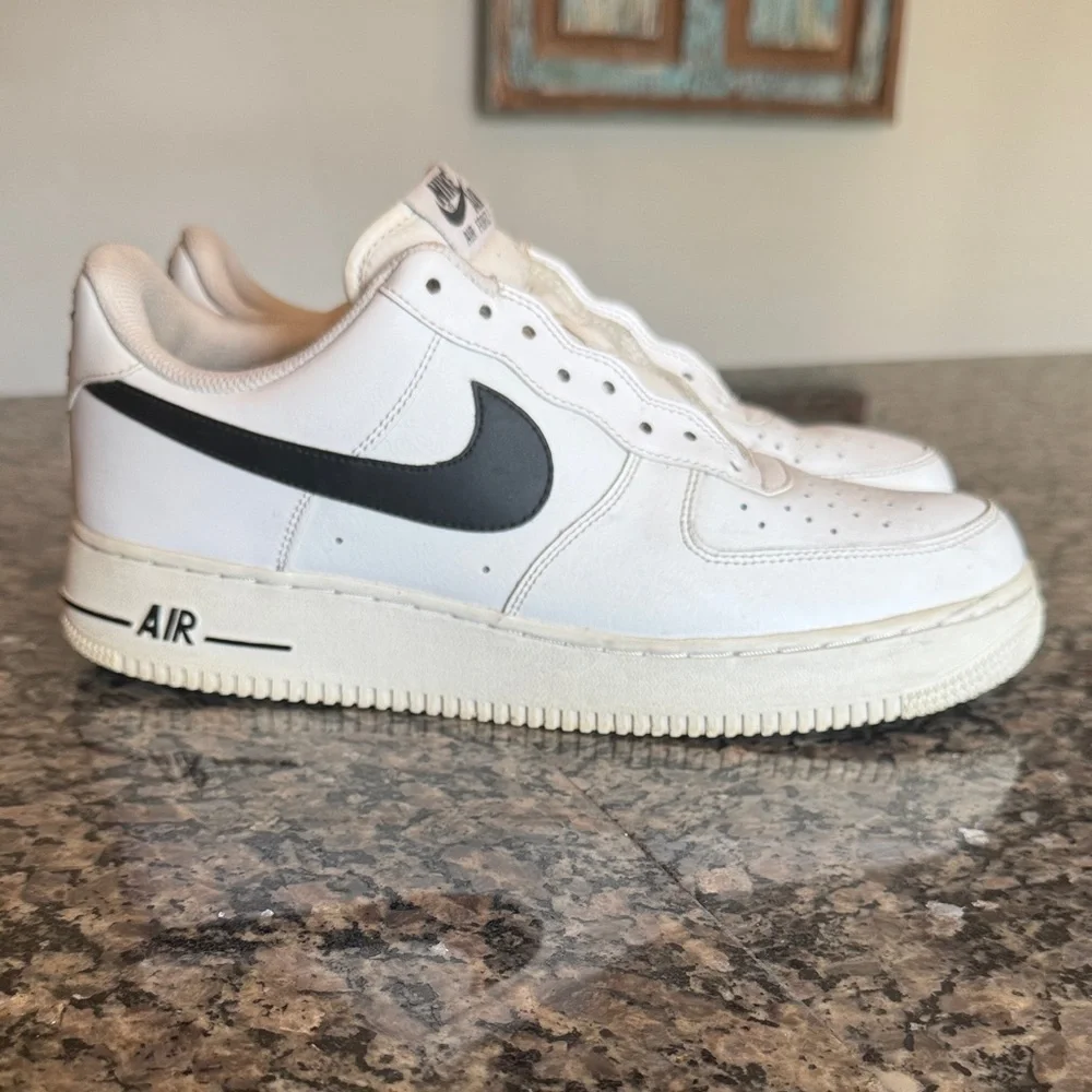 Nike Men's White and Black Air Force one Sneakers 9